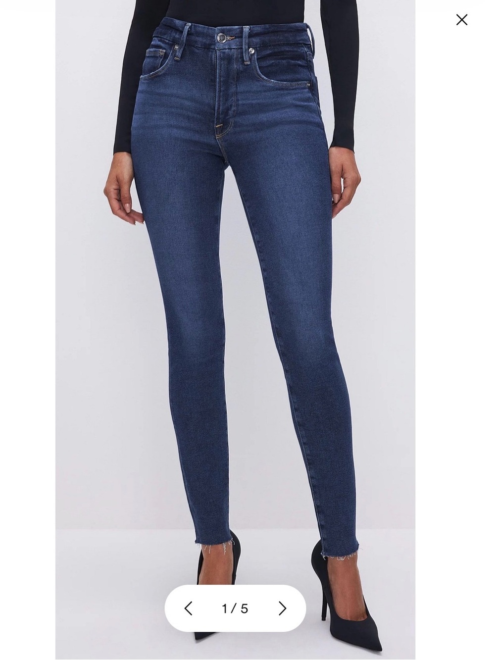 Good American Good Legs Chewed Hem Skinny Jeans 10/30 Blue429